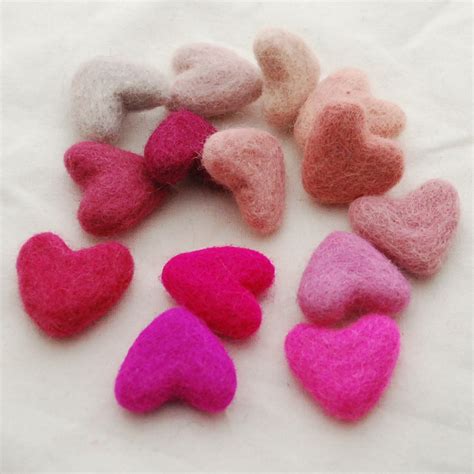 Assorted 100 Wool Felt Heart 14 Count Approx 3cm Pink Etsy Uk