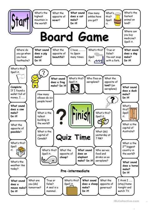 Board Game Quiz Time Pre Intermediate Board Games Vocabulary