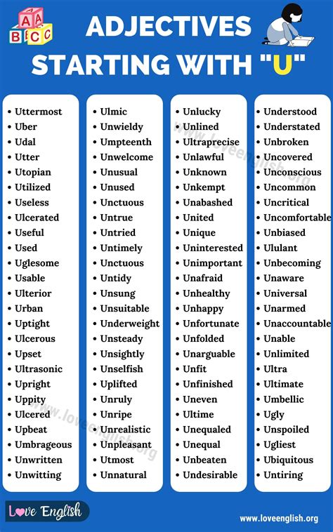 Adjectives That Start With U List Of 100 Adjectives That Start With U