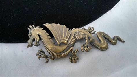 Huge Vintage Brooch Dragon Pin Collectible Designer Signed Jj Etsy