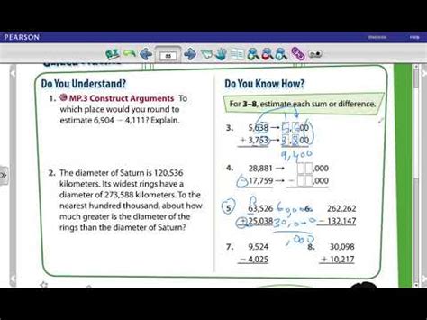 Online help early learner students. Savvas realize Math book Grade 4. Estimate sums and differences - YouTube