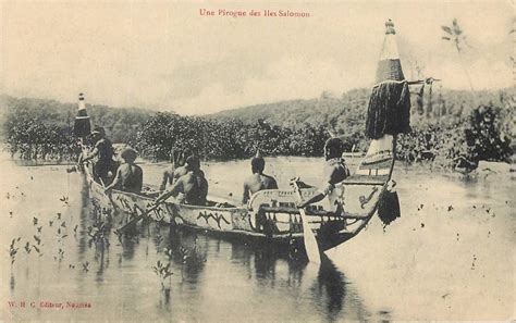 1911 Postcard Pirogue Canoe Solomon Islands Natives Melanesia Ebay