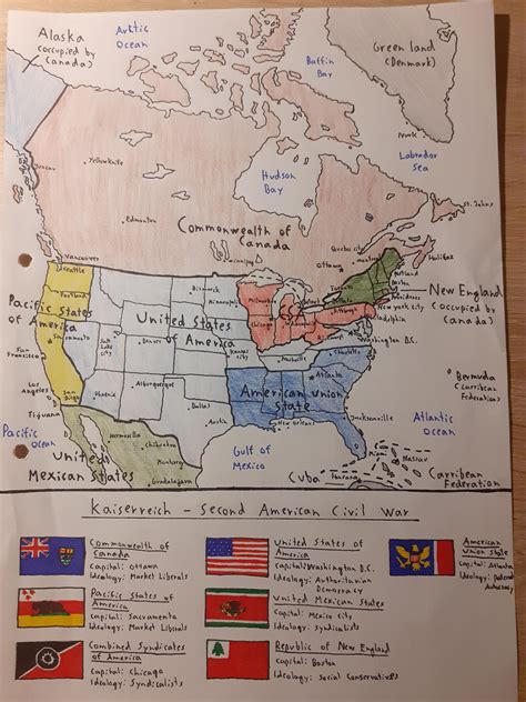 Map Of North America At The Beginning Of The 2nd American Civil War