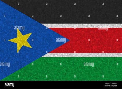 bandera de sudán del sur con textura de estiroespuma bandera nacional pintada sobre la
