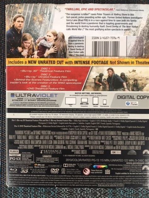 World War Z 3d 2013 Blu Ray 3d Blu Ray Dvd W Slipcover And Special