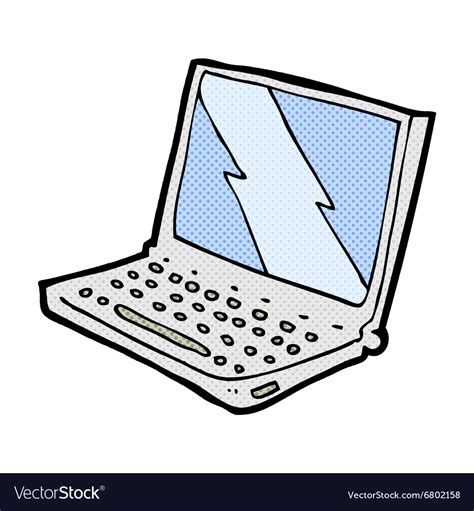 Comic Cartoon Laptop Computer Royalty Free Vector Image