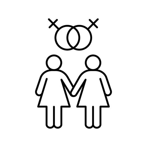 Lesbian Couple Linear Icon Thin Line Illustration Lesbian Girls With Interlocked Venus Signs