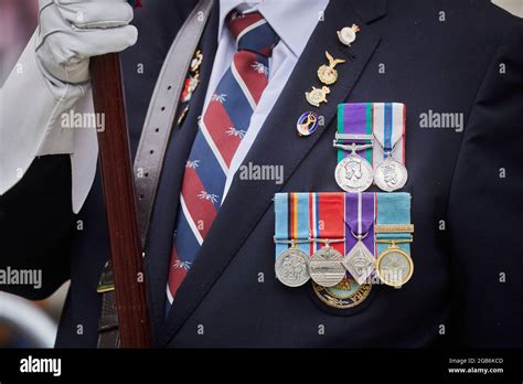 War Veteran Wearing His Medals With Pride Stock Photo Alamy