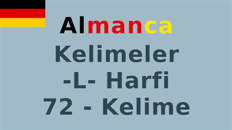 L Harfi Ile Ba Layan Almanca Kelimeler Kelime Youtube