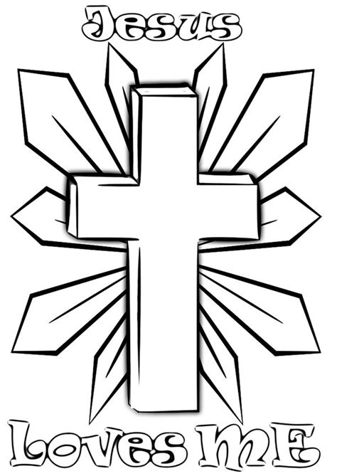 Jesus Loves Me Coloring Page With The Cross On It And Arrows Pointing