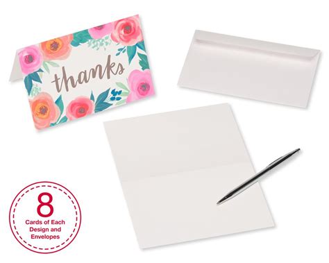 Floral Thank You Greeting Card Bundle With White Envelopes 48 Count
