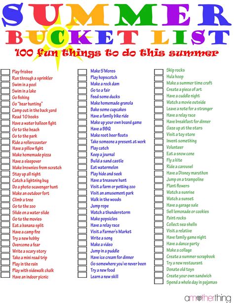 Free Printable The Ultimate Summer Bucket List Its A Mother Thing