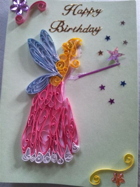 Hand Quilled Birthday Card With Envelope Little Girls Love Fairies 3