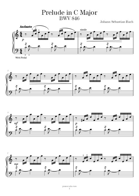 Prelude In C Major By Bach Pdf Sheet Music