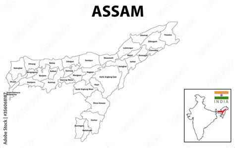 Foto De Assam Map Political And Administrative Map Of Assam With Districts Name Showing