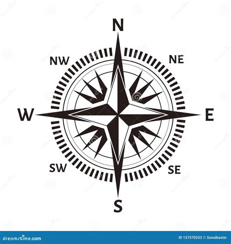 Navigation Compass Or Wind Rose Icon Vector Retro Nautical Or Marine