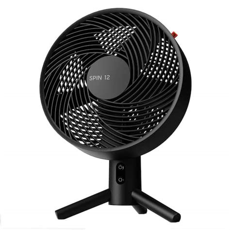 Sharper Image Spin 12 In Oscillating Table Fan With Remote Black Fa1