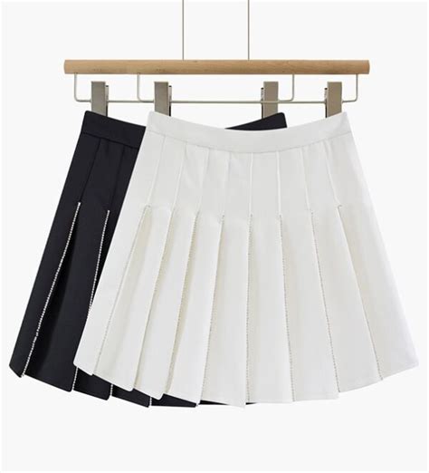 Black Pleated Rhinestone Skirt Tzuyu Twice Fashion Chingu