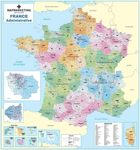 Buy French Administrative Map Laminated Political Wall Map Of France