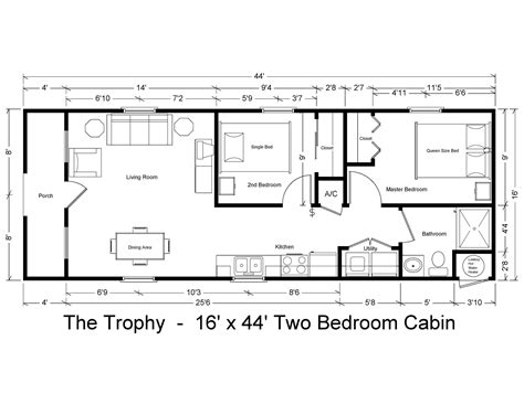 Two Bedroom 16X50 Floor Plan - floorplans.click