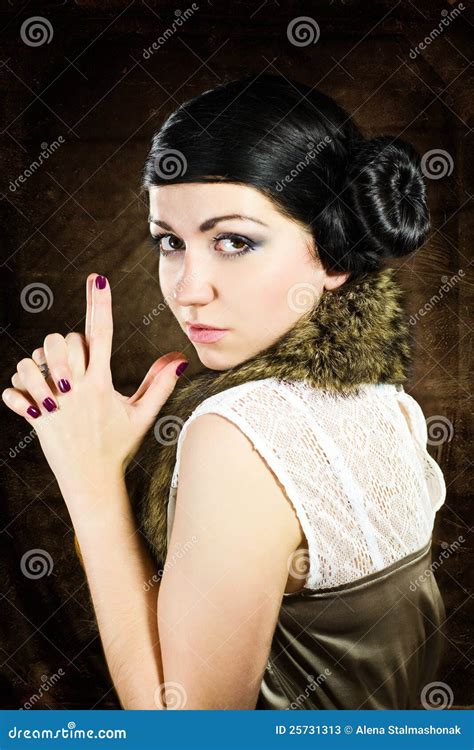 Retro Brunette Woman Stock Image Image Of Posing Girl