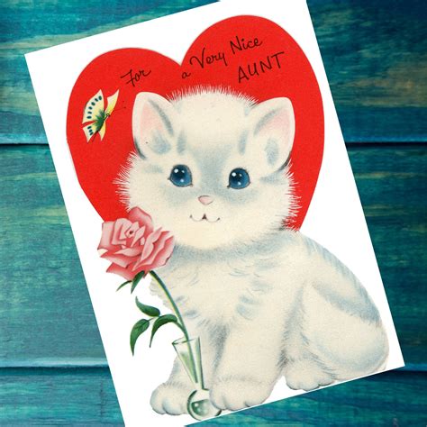 Cat Valentine Card For Aunt 5x7 Instant Download With Valentine