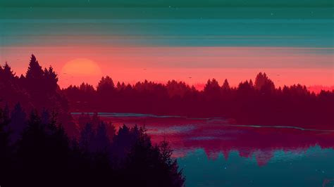 Artistic Landscape River Sunset Hd Wallpaper Peakpx