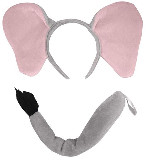 Unisex Jumbo Elephant Ears Headband And Tail Set Gray One Size In