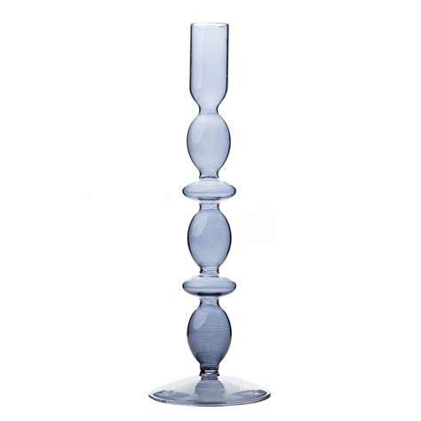 Hestia Glass Candle Holder Grey 26 5 X 9cm Dk Wholesale Ltd