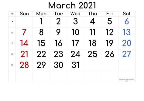Free Printable Calendar 2021 March Free Premium