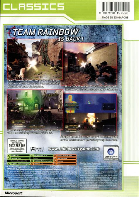 Tom Clancys Rainbow Six 3 Black Arrow 2004 Xbox Box Cover Art