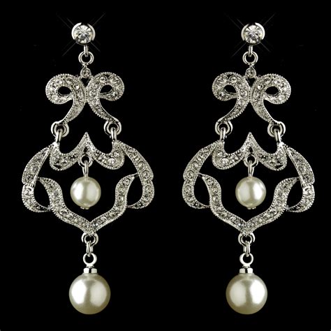Infinity Rhinestone And Pearl Chandelier Earrings Elegant Bridal Hair