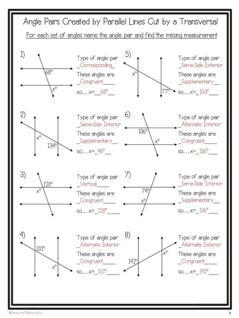 Angle Pair Relationships Worksheet