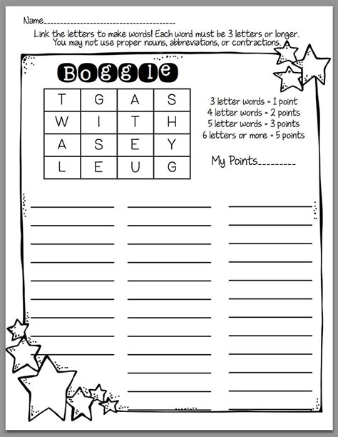 Boggle Puzzle For Kids Word Games For Kids Printable Word Games