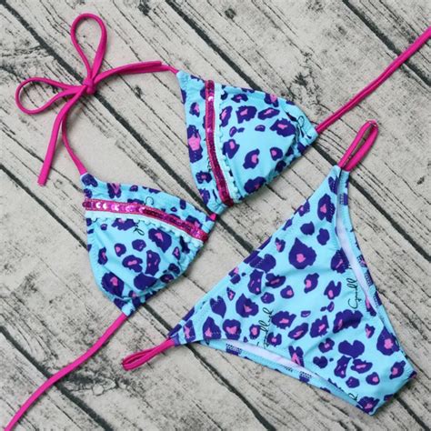 Leopard Sexy African Trikini Bikini Push Up Swimsuit 2017 Sequins Swimwear Bikinis Set Women