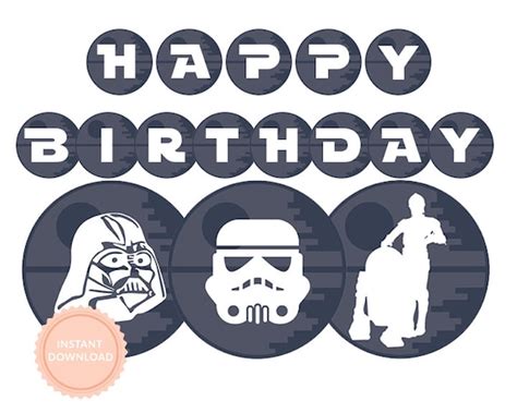 Instant Download Star Wars Happy Birthday Banner Star Wars Party