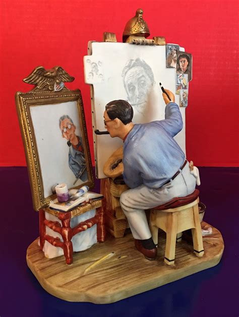 Norman Rockwell Vintage Rare Self Portrait Figurine In Fine Porcelain