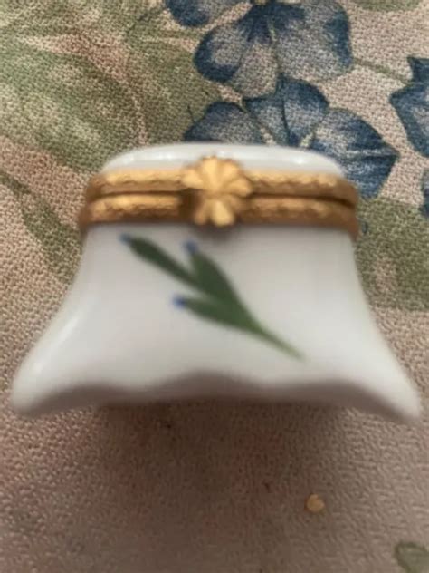 Vintage Limoges Hand Painted Floral Porcelain Miniature Hinged Trinket