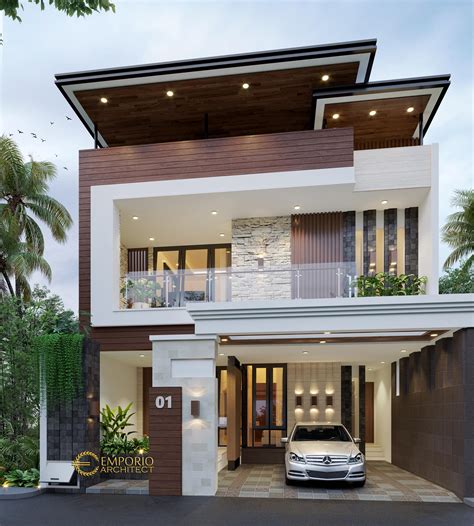 Desain rumah tropis 2 lantai di lahan hook 12 x 20 m2 | dr. Desain Rumah Modern 3 Lantai Bapak Donny di Jakarta Timur