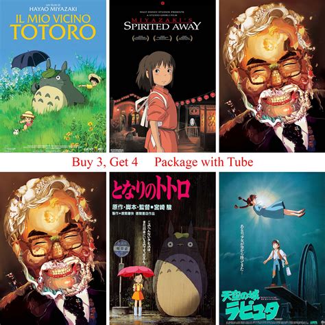 Hayao Miyazaki Anime Poster Collection Japanese Anime My Neighbor Totoro Thousands Of Chihiro