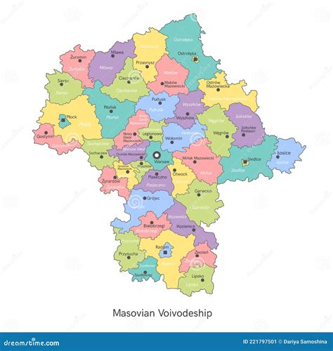 Ilustración Vectorial Mapa Administrativo De Polonia Mapa Del