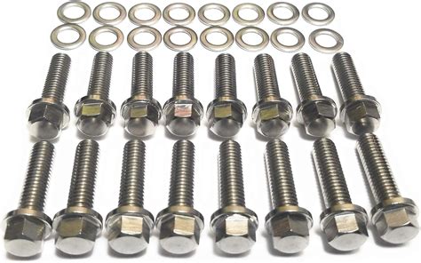 16 Pcs Stainless Steel Header Bolt Kit Compatible For Ford