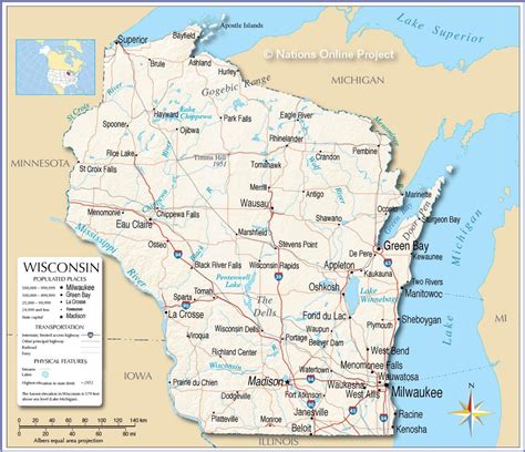 Wisconsin Map With Cities And Towns United States Map
