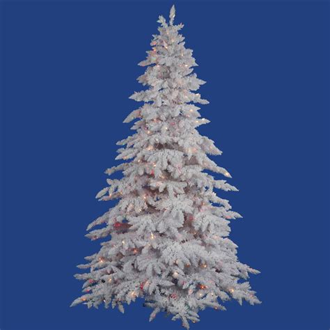Vickerman Pre Lit 75 Flocked White Spruce Artificial Christmas Tree