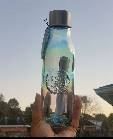 2019 Hard To Find Starbucks Iridescent Recycled Glass Water Bottle Starbucks Water Bottle
