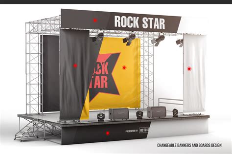 Stage Advertising Banners Mockup On Yellow Images Creative Store