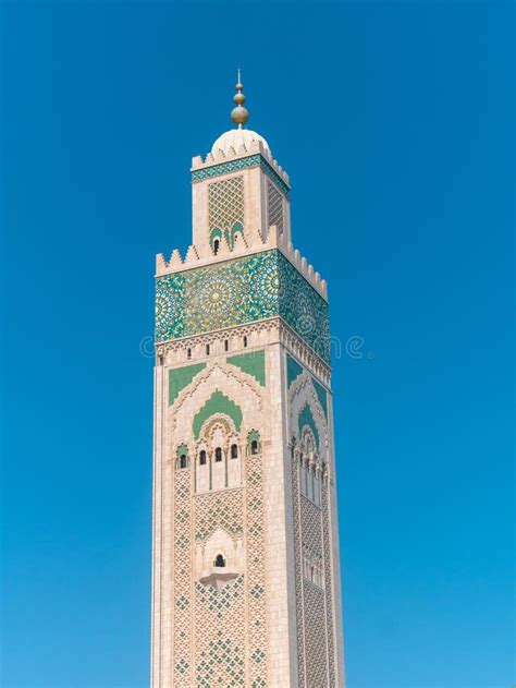 Casablanca S Monumental Hassan Ii Mosque Minaret Shot Stock Photo