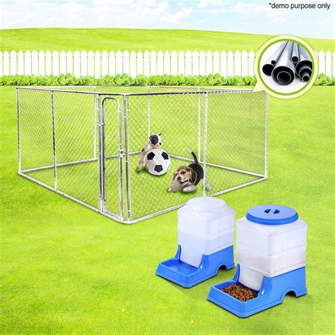 4m X 4m Kennel Runpet Enclosure And Pet Feeder And Water Dispenser Set