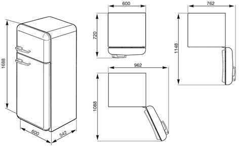Refrigerators FAB30RFR Smeg Refrigerator Dimensions Smeg Fridge Sizes