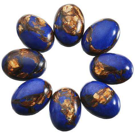 Tumbeelluwa 1lot 5pc Royal Blue Sea Sediment Jasper Oval Stone